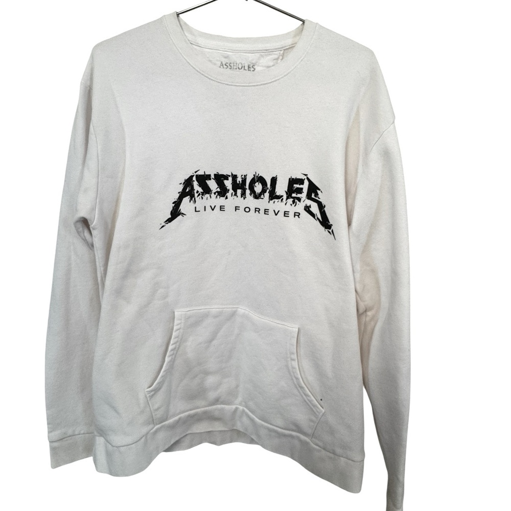 ALF As*holes Live Forever Linda Finegold Crew White Pocket Sweatshirt Men’s XL